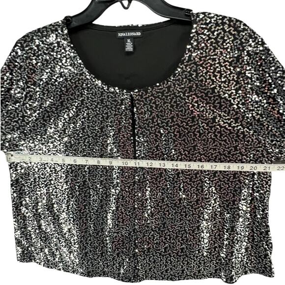 Nina Leonard Jacket Womens XL Black Sequined Cardigan Sparkle Evening Classic - Picture 7 of 16